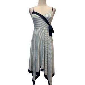 Banana Republic Petite 00 Wrap Style Dress Midi Geo Print Asymmetrical Hem